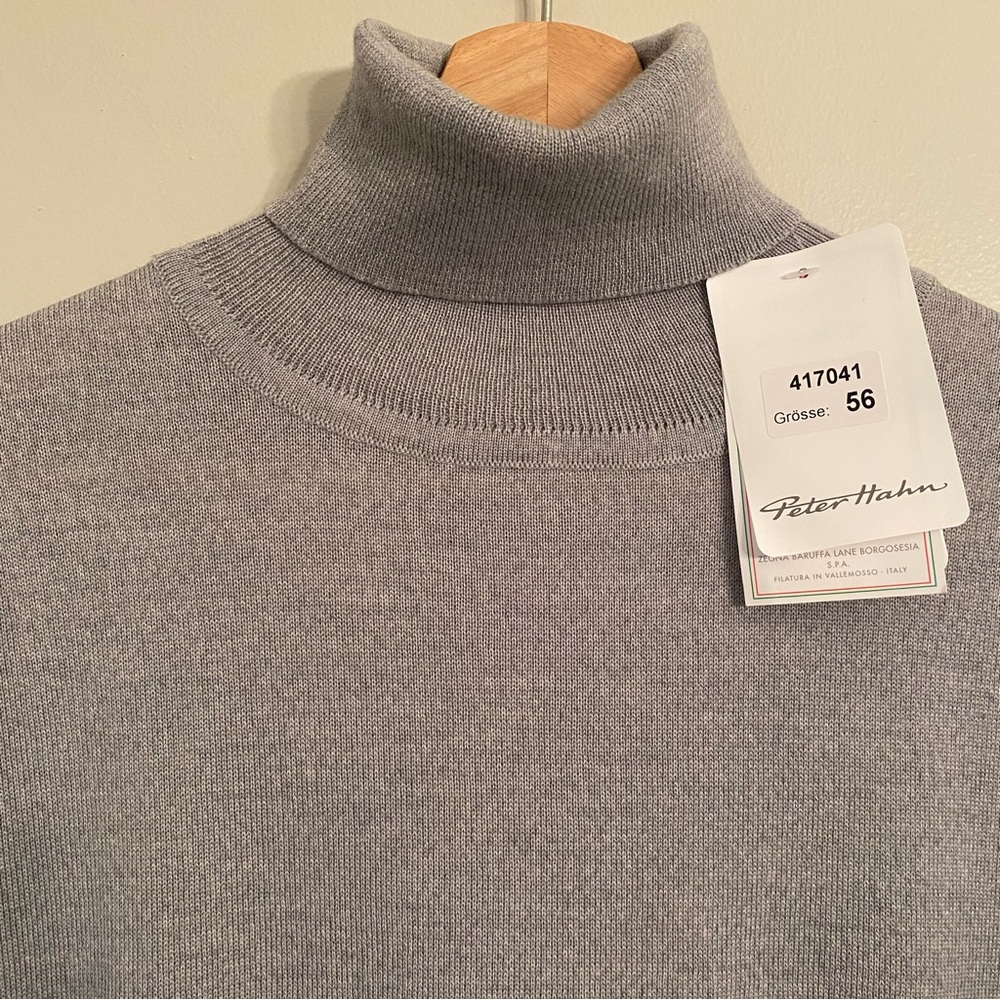 Peter Hahn Extrafine  Merino Wool  Turtleneck Sweater Made in Italy Size 56 XXL